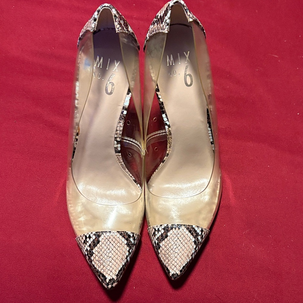 Mix No. 6 Snakeskin and Clear Heels